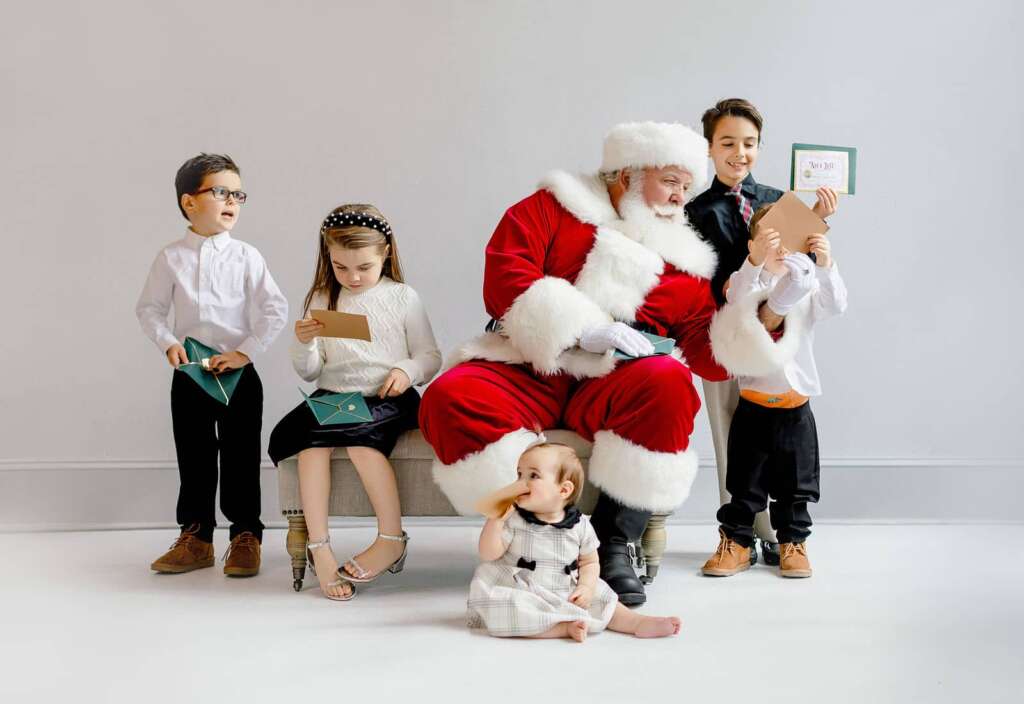 Santa and kids in photo studio